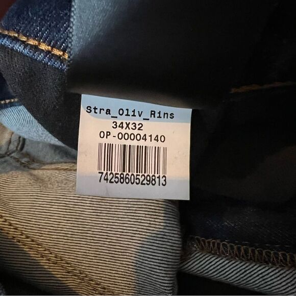 Mott & Bow Oliver Straight Leg Jeans in Dark Wash Indigo Stretch  34x32 - Picture 10 of 12